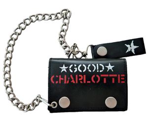 Good Charlotte Vinyl Stilvolle walisische Rockband Band-Brieftasche mit Logo-Schriftzug Portemonnaie Schwarz Good Charlotte Vinyl Stilvolle walisische Rockband Band-Brieftasche mit Logo-Schriftzug Portemonnaie Schwarz