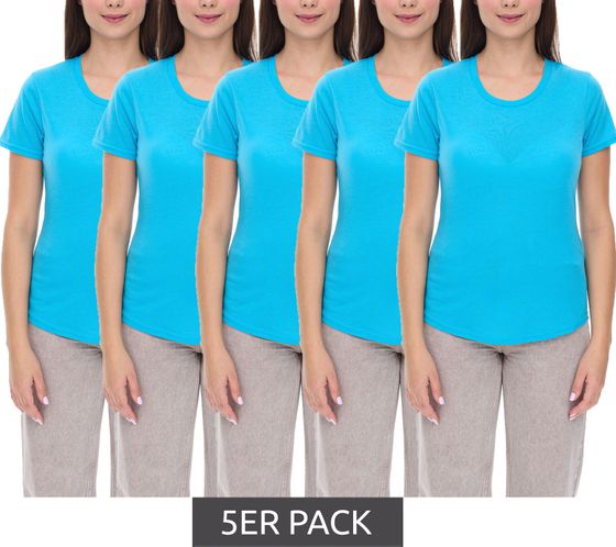 ELEVATE Jade Women's T-Shirt, Sustainable Short-Sleeve T-Shirt, 160 g/m² Basic T-Shirt, Undershirt, 3750143 Light Blue, 5-Pack