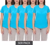 5er Sparpack ELEVATE Jade Damen T-Shirt nachhaltiges Kurzarm-Shirt 160 g/m2 Basic-Shirt Unterzieh-Shirt 3750143 Hellblau