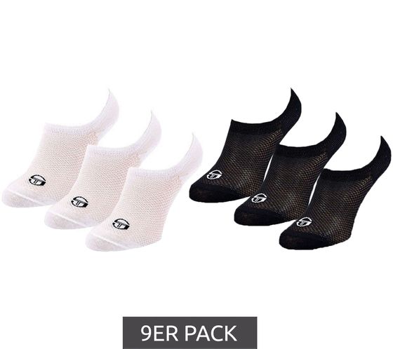 9 Pairs of Sergio Tacchini Invisible Footie Socks, Short Summer Cotton Socks, Black or White