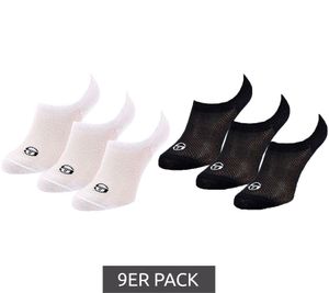 9 Pairs of Sergio Tacchini Invisible Footie Socks, Short Summer Cotton Socks, Black or White