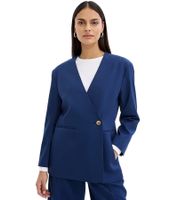 stylischer Damen Ausgeh-Blazer Herbst-Blazer Business-Blazer Baumwoll-Blazer Beige oder Blau