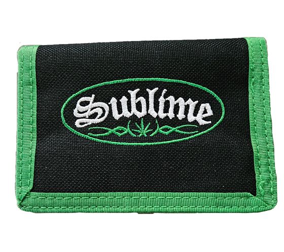 Sublime Stilvolle Band-Brieftasche mit Logo-Schriftzug Portemonnaie Schwarz/Grün