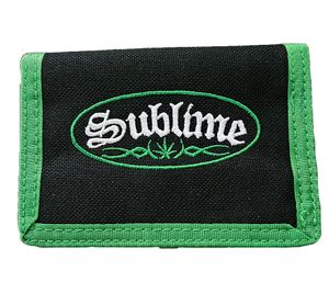 Sublime Stilvolle Band-Brieftasche mit Logo-Schriftzug Portemonnaie Schwarz/Grün Sublime Stilvolle Band-Brieftasche mit Logo-Schriftzug Portemonnaie Schwarz/Grün
