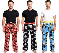 RE:COVERED X Disney Mickey Mouse Loungepants Herren Schlafanzug-Hose mit Disney Print Baumwolle Pyjama-Hose RCDIF210 Schwarz, Blau oder Rot