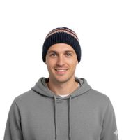 Trust Co Unisex Häkel-Mütze Winter-Mütze weiche Strick-Mütze mit Streifen Baumwoll-Mütze Navy/Weiß, Braun/Weiß, Khaki/Weiß oder Navy/Rot