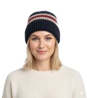 Trust Co Unisex Häkel-Mütze Winter-Mütze weiche Strick-Mütze mit Streifen Baumwoll-Mütze Navy/Weiß, Braun/Weiß, Khaki/Weiß oder Navy/Rot