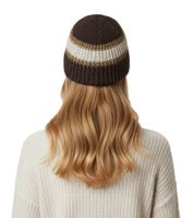 Trust Co Unisex Häkel-Mütze Winter-Mütze weiche Strick-Mütze mit Streifen Baumwoll-Mütze Navy/Weiß, Braun/Weiß, Khaki/Weiß oder Navy/Rot