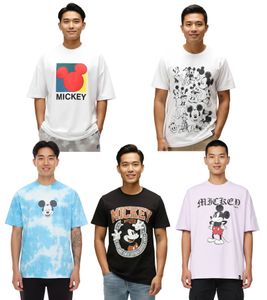 RE:COVERED X Disney Herren T-Shirt mit verschiedenen Styles und Mickey Mouse Prints Baumwoll-Shirt Rundhals in Weiß, Schwarz, Violett, Blau RE:COVERED X Disney Herren T-Shirt mit verschiedenen Styles und Mickey Mouse Prints Baumwoll-Shirt Rundhals in Weiß, Schwarz, Violett, Blau