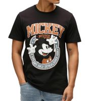 RE:COVERED X Disney Herren T-Shirt mit verschiedenen Styles und Mickey Mouse Prints Baumwoll-Shirt Rundhals in Weiß, Schwarz, Violett, Blau