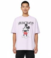RE:COVERED X Disney Herren T-Shirt mit verschiedenen Styles und Mickey Mouse Prints Baumwoll-Shirt Rundhals in Weiß, Schwarz, Violett, Blau