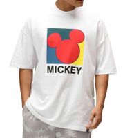 RE:COVERED X Disney Herren T-Shirt mit verschiedenen Styles und Mickey Mouse Prints Baumwoll-Shirt Rundhals in Weiß, Schwarz, Violett, Blau
