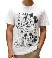 RE:COVERED X Disney Herren T-Shirt mit verschiedenen Styles und Mickey Mouse Prints Baumwoll-Shirt Rundhals in Weiß, Schwarz, Violett, Blau