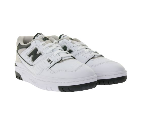 New Balance 550 Men's Genuine Leather Sneakers with N Logo, Low-Top Shoes, BB550ESI, White/Black