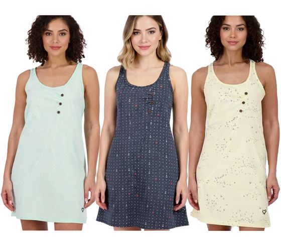 ALIFE AND KICKIN CamyAK B Women's Mini Dress, Cotton Dress with Polka Dots, Summer Dress in Aqua Blue, Butter Beige, or Marine Navy