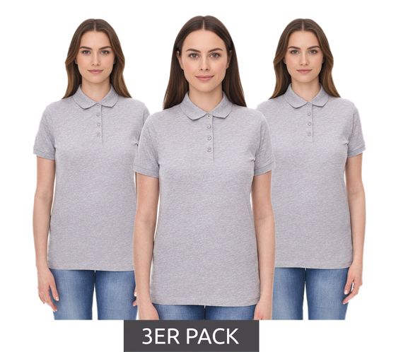 Polos de algodón orgánico SANTINO Mathias para mujer, paquete de 3, manga corta jaspeada, 180 g/m², gris