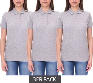3er Sparpack SANTINO Mathias Damen Polo-Shirt aus Bio-Baumwolle Polo-Hemd mit 4er Knopfleiste Kurzarm-Shirt meliert 180 gr/m2 Grau 3er Sparpack SANTINO Mathias Damen Polo-Shirt aus Bio-Baumwolle Polo-Hemd mit 4er Knopfleiste Kurzarm-Shirt meliert 180 gr/m2 Grau