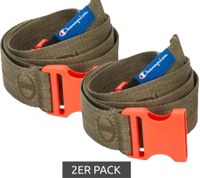2er Sparpack Champion Gürtel für Damen und Herren Steckschnallen-Gürtel moderner Alltags-Gürtel mit Marken-Logo 123 cm CM3-0805-340 Olivgrün