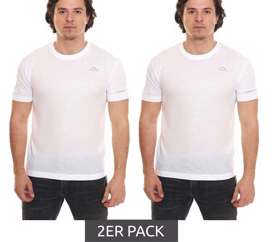 2-pack Kappa Men's Cotton T-Shirt, Crew Neck with Small Logo Patch, Short Sleeve, White 711169 A1C