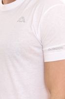 2er Sparpack Kappa Herren Baumwoll-Shirt Rundhals-Shirt mit kleinem Logo-Patch Kurzarm-Shirt 711169 A1C Weiß