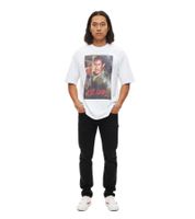 RE:COVERED X Studio Canal Herren T-Shirt EVIL DEAD 2 oder BASIC INSTINCT Baumwoll-Shirt mit großem Print Rundhals-Shirt RCSTC12 Weiß