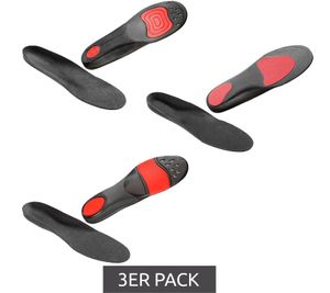 Pack de 3 Plantillas SoleFoot de Alto Rendimiento Edición Deluxe Negras/Rojas para uso diario, trabajo o deporte.
