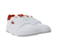 LACOSTE LINESHOT 124 2 SMA Scarpe da uomo in vera pelle, sneakers traspiranti con soletta OrthoLite, scarpe stringate, bianco/rosso