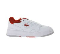 LACOSTE LINESHOT 124 2 SMA Scarpe da uomo in vera pelle, sneakers traspiranti con soletta OrthoLite, scarpe stringate, bianco/rosso