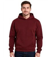 European League Of Football Blanko Baumwoll-Hoodie für Herren Kapuzen-Pullover mit Kängurutasche in Zinfandel-Rot oder Grau-Meliert