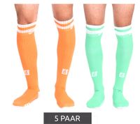 5 Paar Outfitter OCEAN FABRICS Tahi Fußball-Stutzen Knie-Strümpfe für Damen und Herren klassische Sport-Socken OUT-U-3029-OTW in Orange oder Grün
