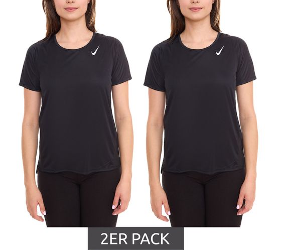 2-Pack Value Pack: NIKE Dri-FIT Race Women's T-Shirt, Short-Sleeve Fitness Shirt, Airy Sports Shirt, DD5927 010 Black