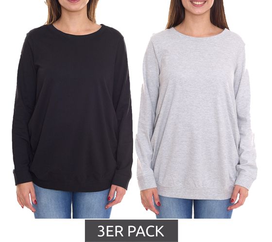3-pack of nine 9-month women's simple maternity shirts in gray or black