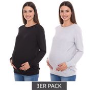 3-pack of nine 9-month women's simple maternity shirts in gray or black