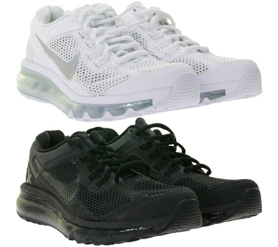 NIKE Air Max 2013 Kids' Sneakers for Girls and Boys with Air Cushioning 555426 in White/Silver or Black