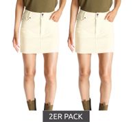 2er Sparpack AjC Damen Mini-Rock im Cord-Stil Freizeit-Rock 96844353 Creme-Weiß