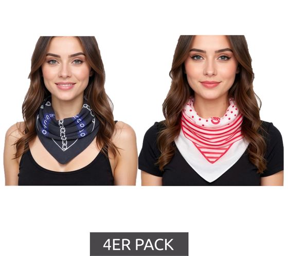 DELMAO 4-pack of scarves with various patterns, everyday scarf, 8168 3644, white/black/red