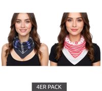 4er Pack DELMAO Halstuch mit verschiedenen Mustern Alltags-Tuch 8168 3644 Weiß/Schwarz/Rot