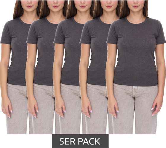 5-pack ELEVATE Heros Women's T-Shirt, Plain Cotton T-Shirt, 150 g/m², Basic T-Shirt, Undershirt, 3802998 Dark Gray