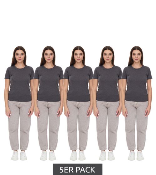 5-pack ELEVATE Heros Women's T-Shirt, Plain Cotton T-Shirt, 150 g/m², Basic T-Shirt, Undershirt, 3802998 Dark Gray