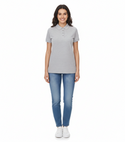 5er Sparpack SANTINO Mika Damen Polo-Shirt aus Bio-Baumwolle Polo-Hemd mit 4er Knopfleiste Kurzarm-Shirt meliert 210 gr/m2 Grau