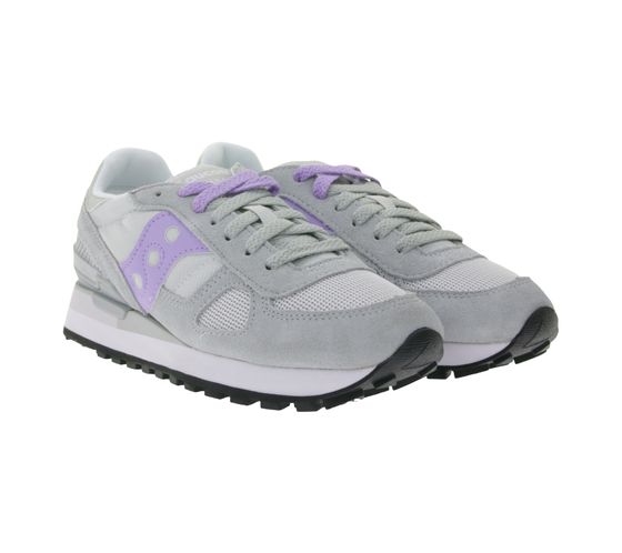 Saucony Shadow Original Women's Retro-Look Sneakers with EVA Midsole, Genuine Leather Shoes S1108-840 Gray/Purple