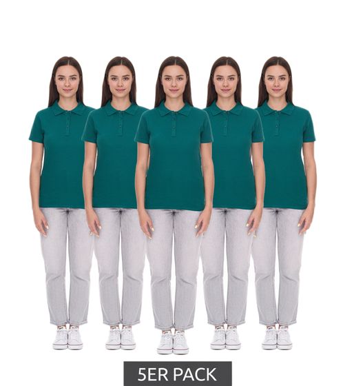 5-Pack Value Pack ELEVATE Helios Women's Polo Shirt, Cotton Pique Knit, 180 g/m², 3810760, Forest, Dark Green