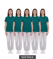 5-Pack Value Pack ELEVATE Helios Women's Polo Shirt, Cotton Pique Knit, 180 g/m², 3810760, Forest, Dark Green