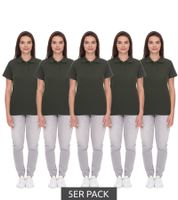 ELEVATE Helios Women's Polo Shirt, Cotton Pique Knit, 180 g/m², 3810770, Army Green, Dark Green, 5-Pack