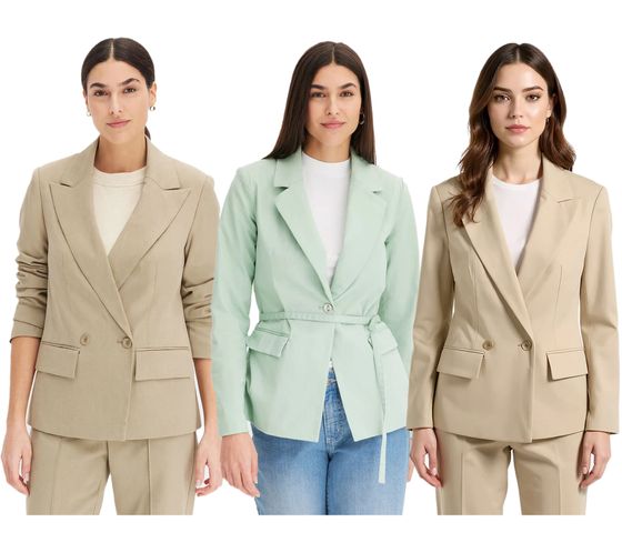 Stylish women's evening blazer, autumn blazer, business blazer, cotton blazer in khaki or mint