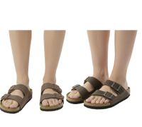 Ciabatte BIRKENSTOCK Arizona in pelle nabuk per uomo e donna, prodotte in Germania, modello stretto 352203 o 1027039, in marrone o kaki