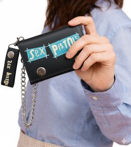 Sex Pistols Punkrock-Band Portemonnaie mit Logo-Schriftzug Geldbeutel Schwarz/Blau