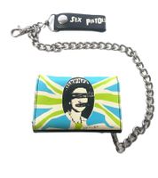 Cartera de los Sex Pistols con el logo de la banda punk rock, negra/azul