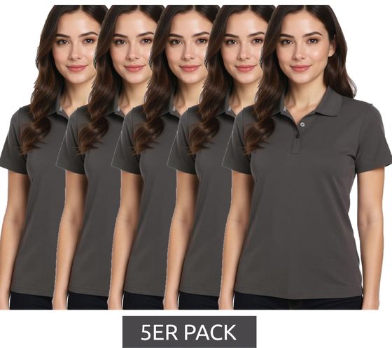5er Sparpack ELEVATE Helios Damen Polo-Shirt Baumwolle Polo-Hemd Pique-Strick 180 g/m² 3810789 Dunkelgrau