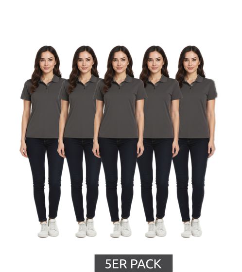 5-Pack ELEVATE Helios Women's Polo Shirt, Cotton Pique Knit, 180 g/m², 3810789, Dark Gray